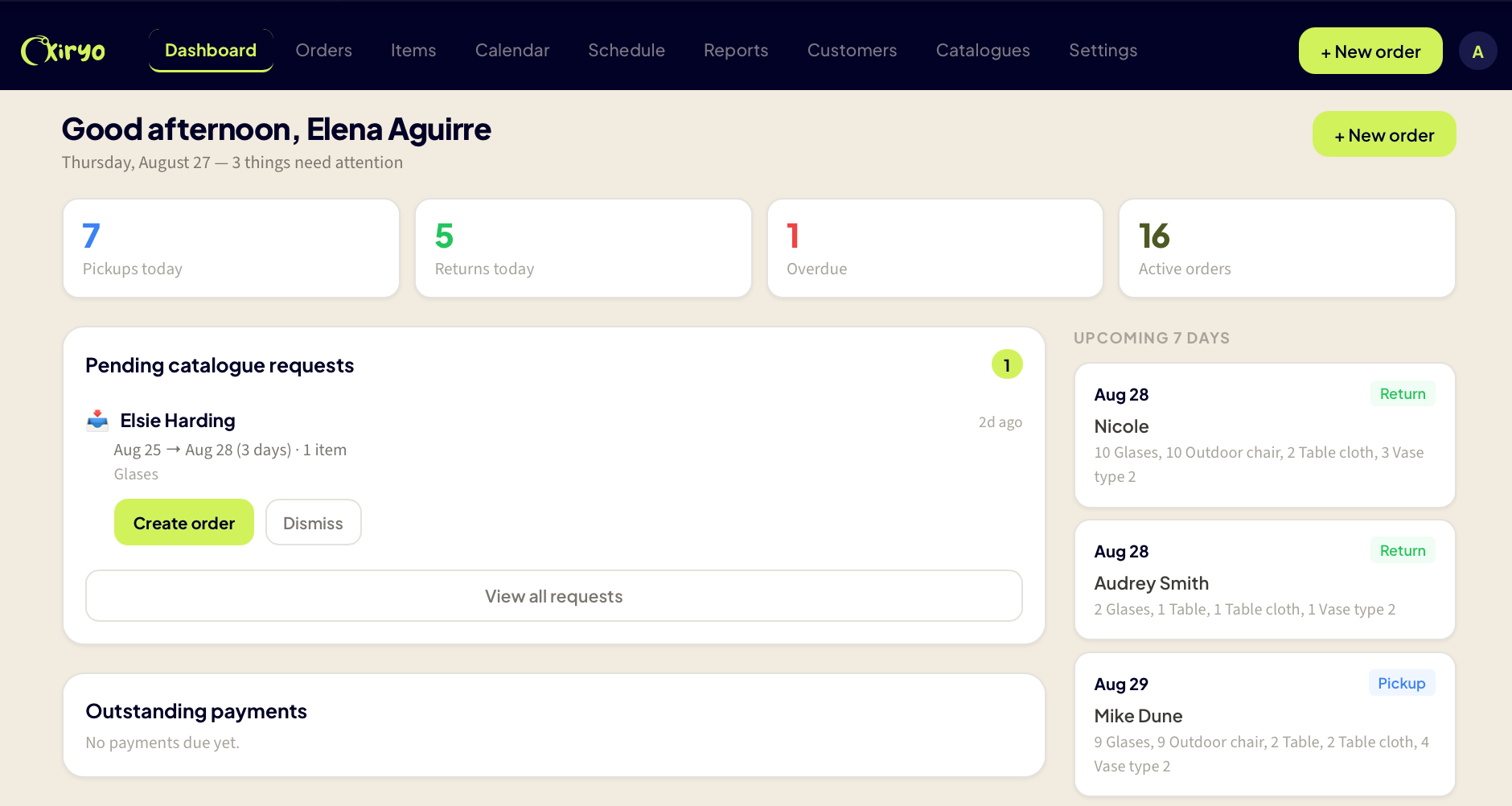 homepage hero section showing the rental